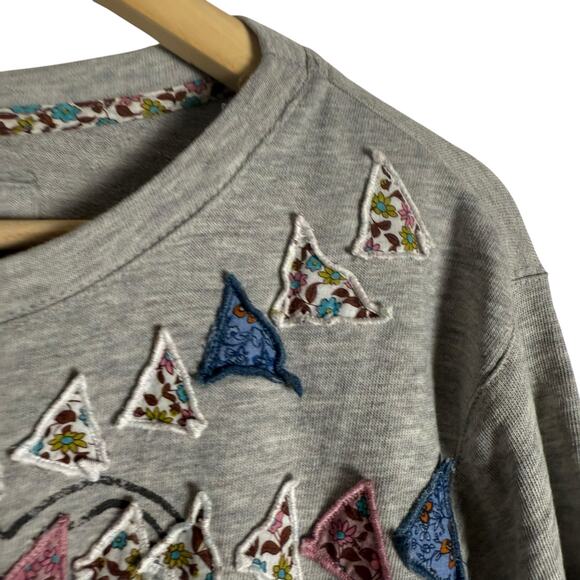 Luna Mercantile Co Anthropologie Gray Graphic Tiger Embellished Crew Sweatshirt - Picture 8 of 14